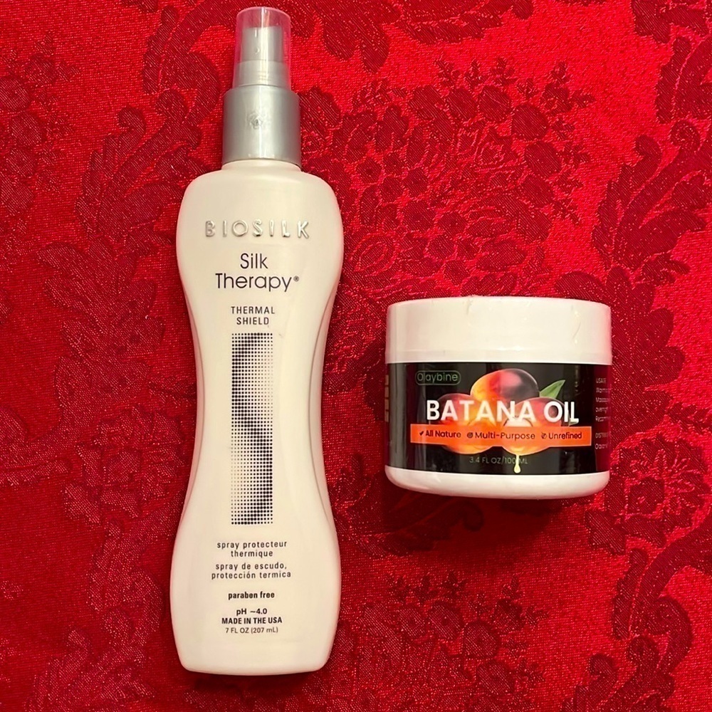 Brand New BioSilk Silk Therapy Thermal Shield Protection Spray & Batana Oil Set